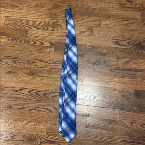 Calvin Klein Navy and White Plaid Tie